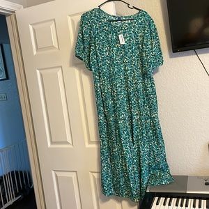 Blue/green floral prairie style dress